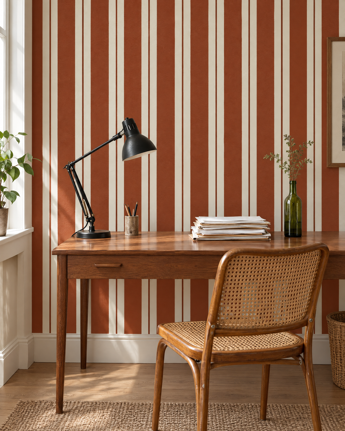 Awning, Rust wallpaper hung in a room